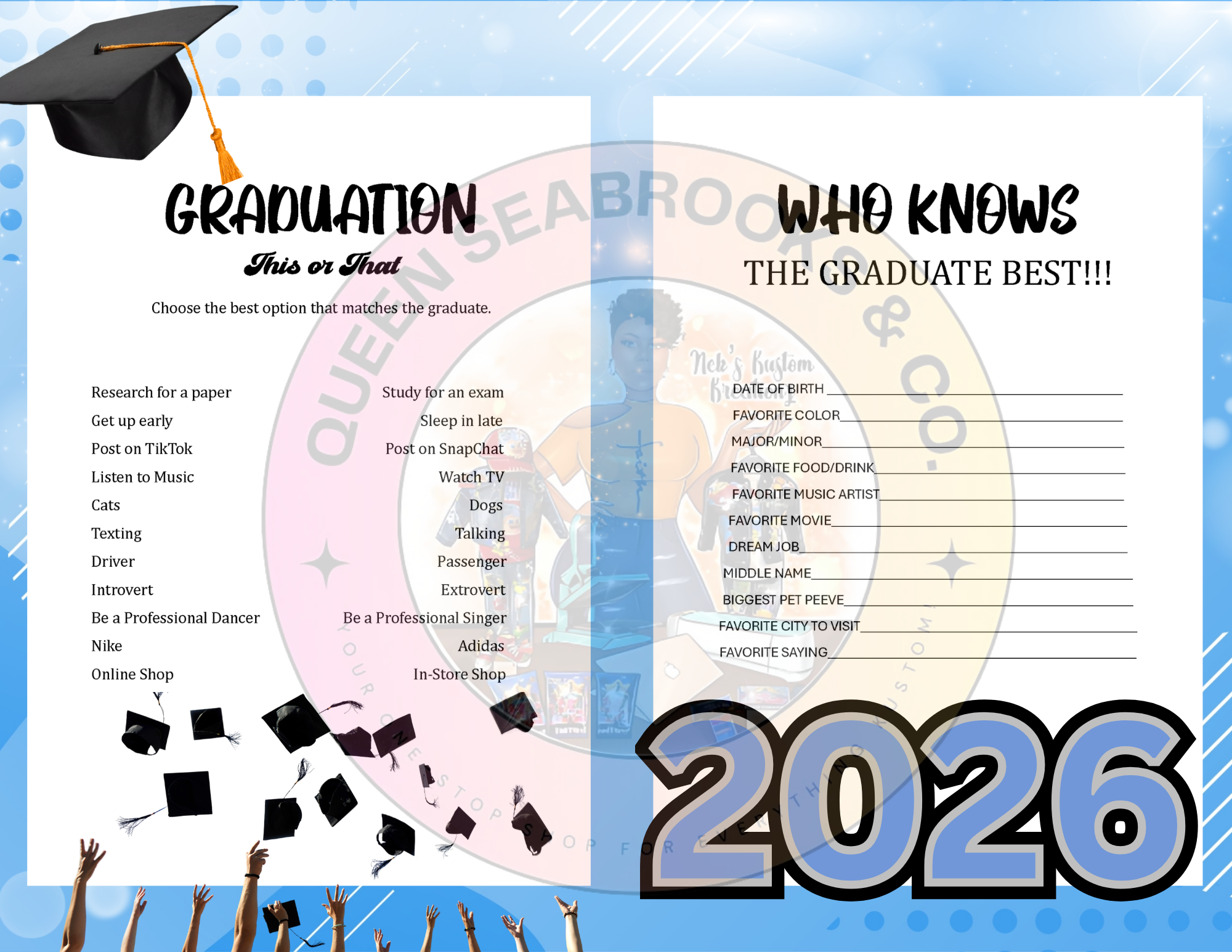 Personalized Graduation Senior Book | Custom 8-Page Keepsake (11x17 Folded) | Class of 2026 Grad Memory Book (Copy)