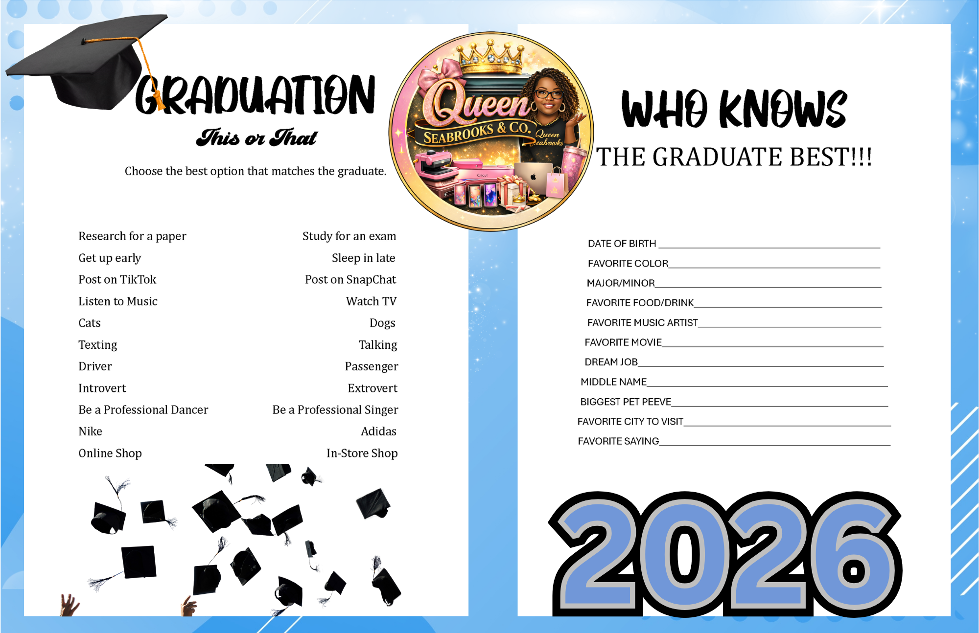 Senior 11x17 Activity Book Template