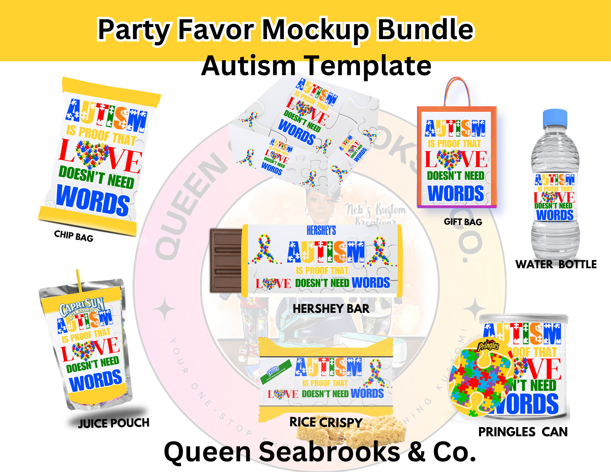 Autism Awareness Party Favor Templates | Editable Canva Bundle