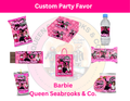 Pink Doll Glam Birthday Party Favor Templates | Editable Canva Bundle