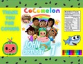 Boy Melon Toddler Learning TV Birthday Party Favor Templates | Editable Canva