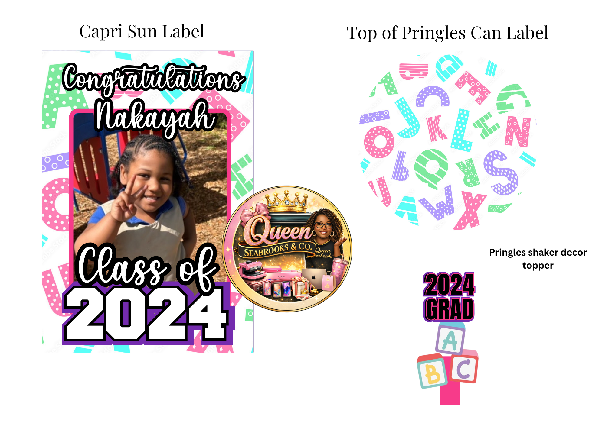 Kindergarten Graduation Treat Box Template (Girls) | Editable Canva Kinder Grad Favor Box (Girls)