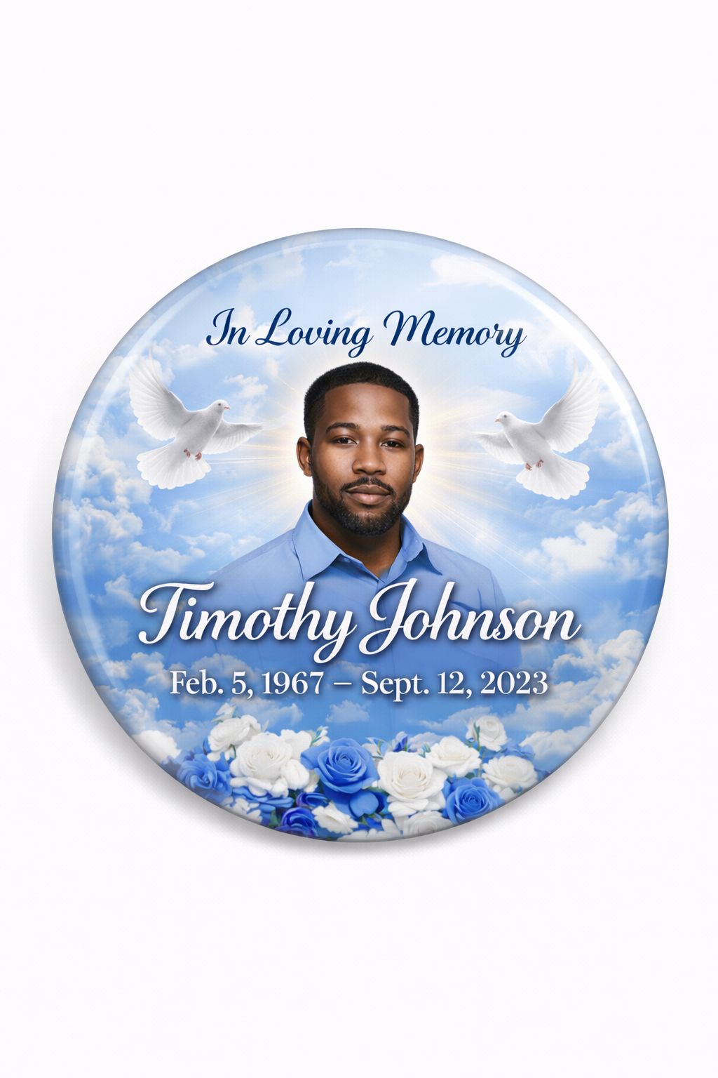 Memorial Buttons – Personalized Tribute Buttons – Funeral Keepsake Pins
