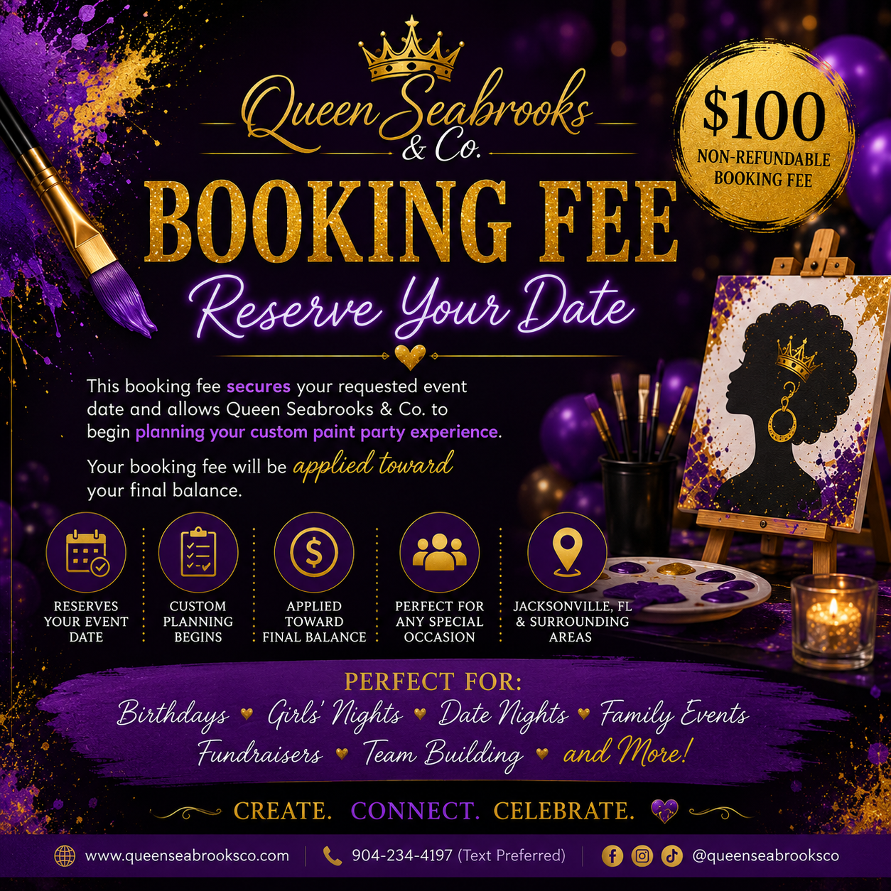 Royal Paint Party Booking Fee