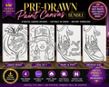 Pre-Drawn Paint Canvas Bundle | Editable Canva Template | Date Night & Girls Night Paint Party Digital Download