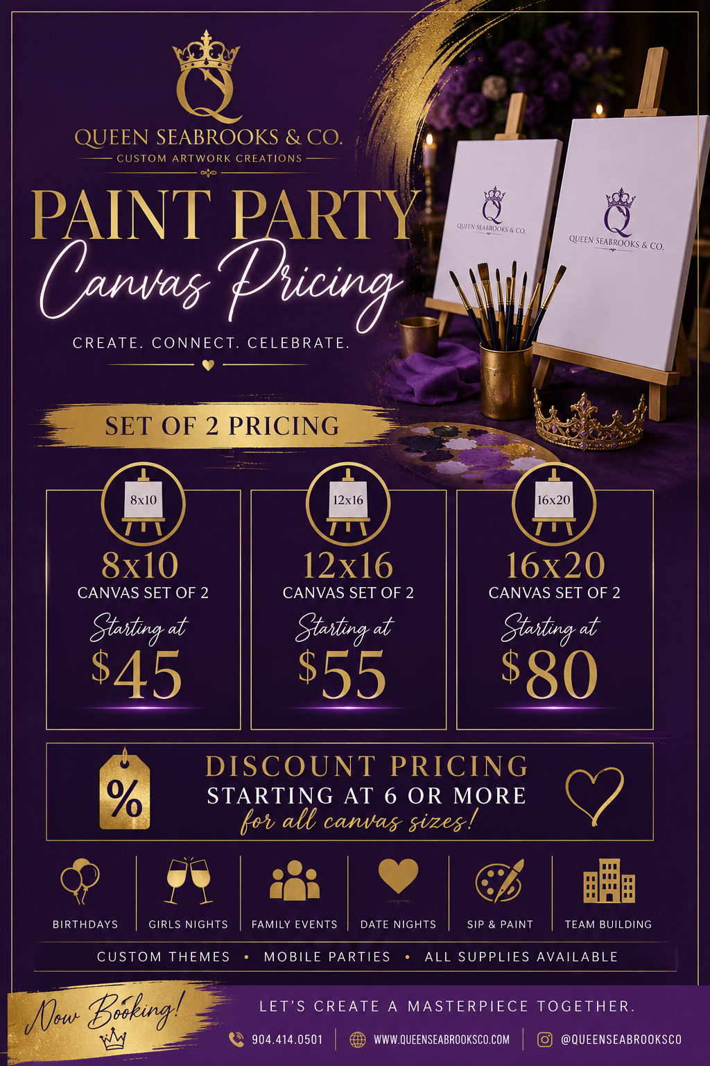 Custom Paint Party Canvas Sets (Size 8x10) | Queen Seabrooks & Co.
