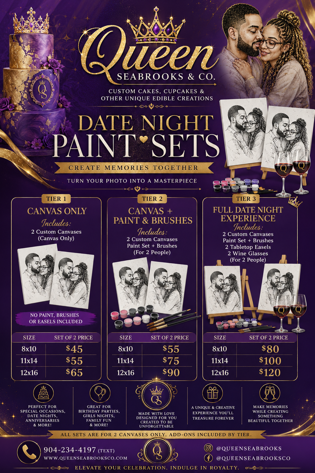 Custom Date Night Canvas Sets for Couples | Queen Seabrooks & Co.