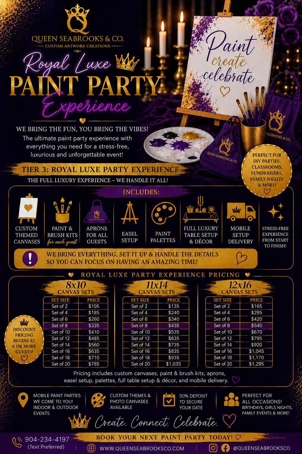 Custom Paint Party Canvas Sets (Size 8x10) | Queen Seabrooks & Co.