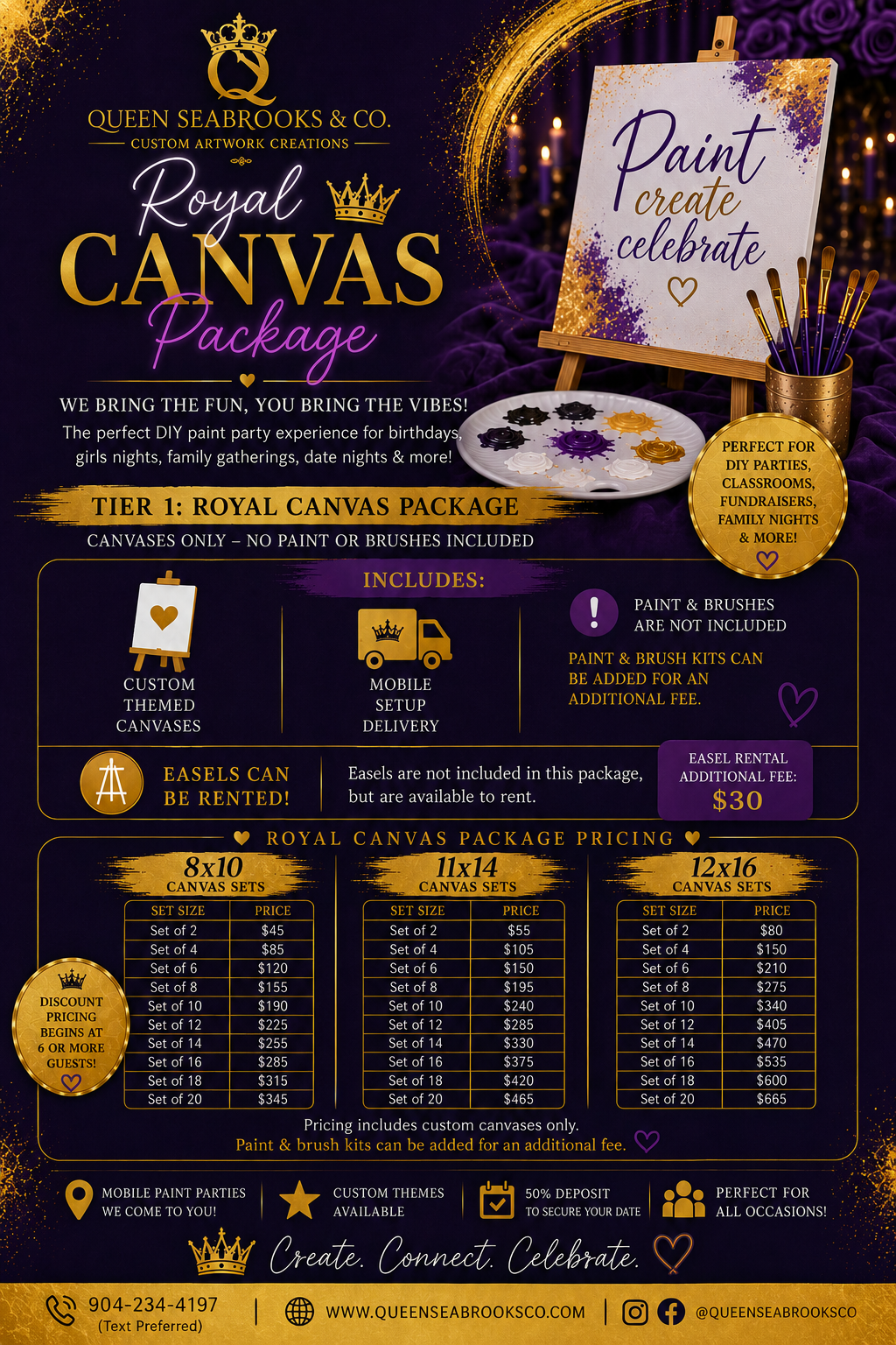 Custom Paint Party Canvas Sets (Size 8x10) | Queen Seabrooks & Co.