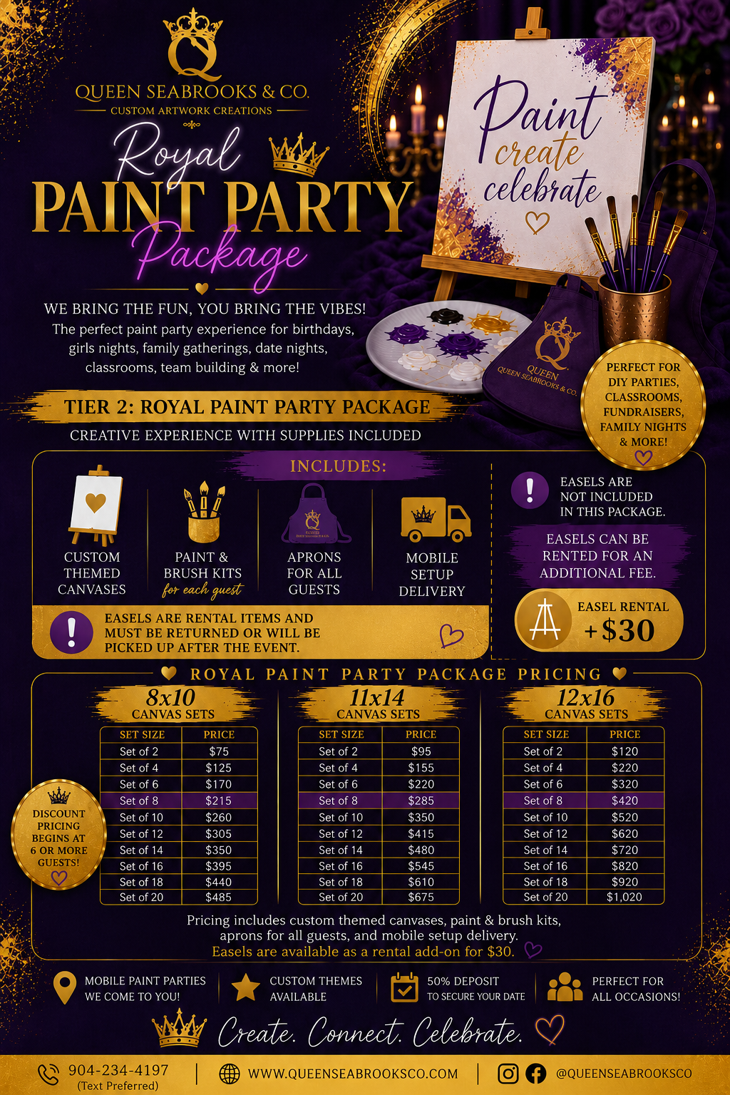 Custom Paint Party Canvas Sets (Size 8x10) | Queen Seabrooks & Co.