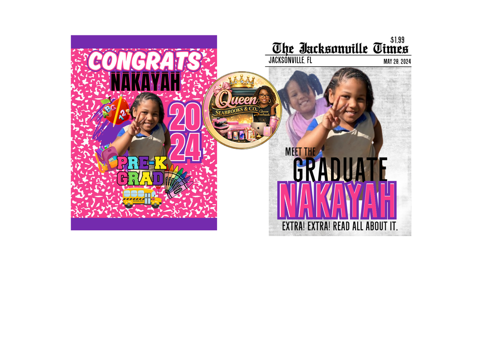 Kindergarten Graduation Treat Box Template (Girls) | Editable Canva Kinder Grad Favor Box (Girls)