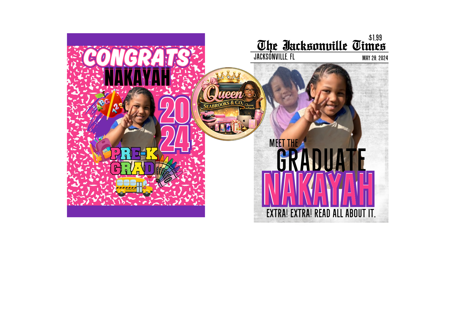 Kindergarten Graduation Treat Box Template (Girls) | Editable Canva Kinder Grad Favor Box (Girls)