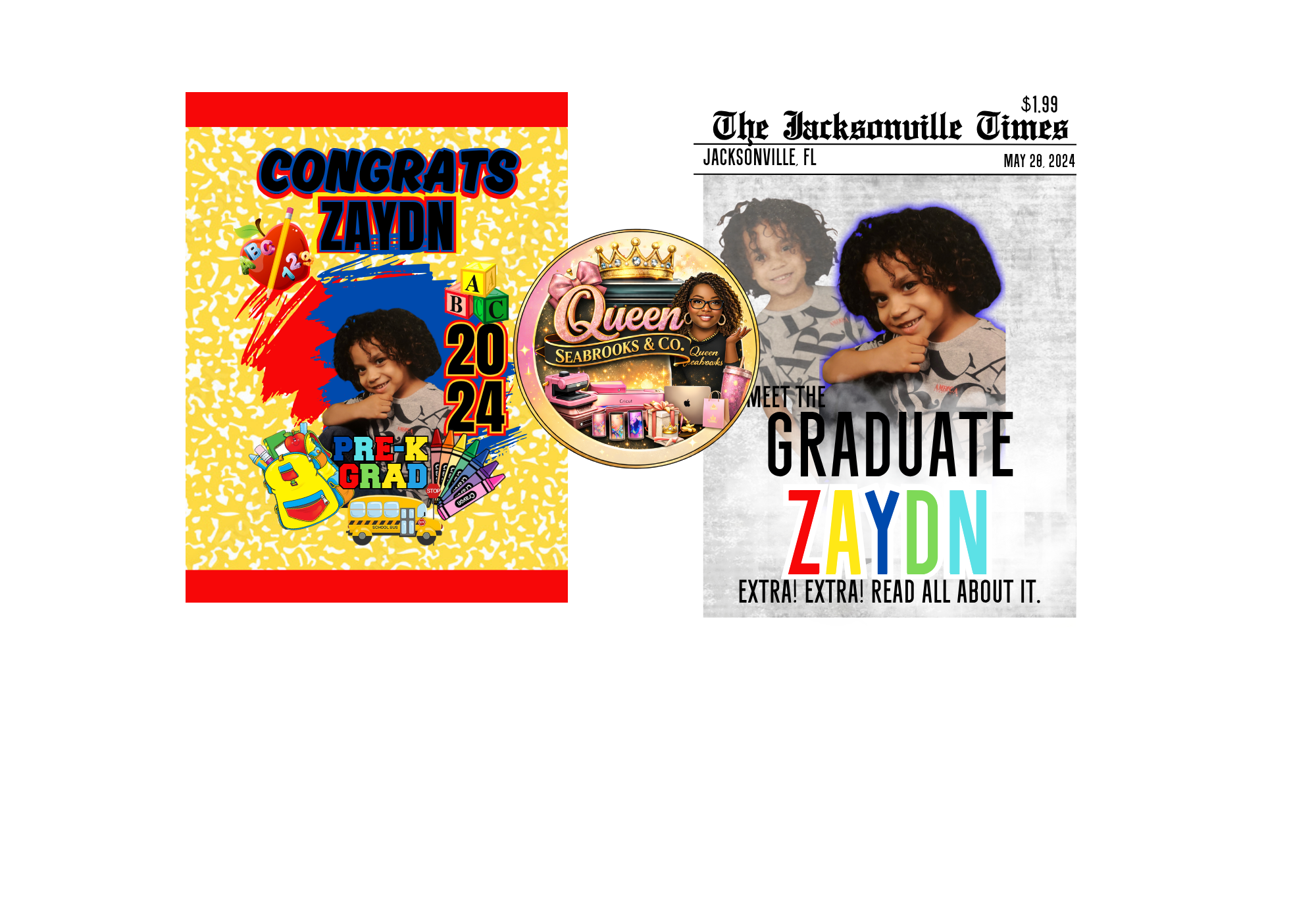 Kindergarten Graduation Treat Box Template (Girls) | Editable Canva Kinder Grad Favor Box (Girls)