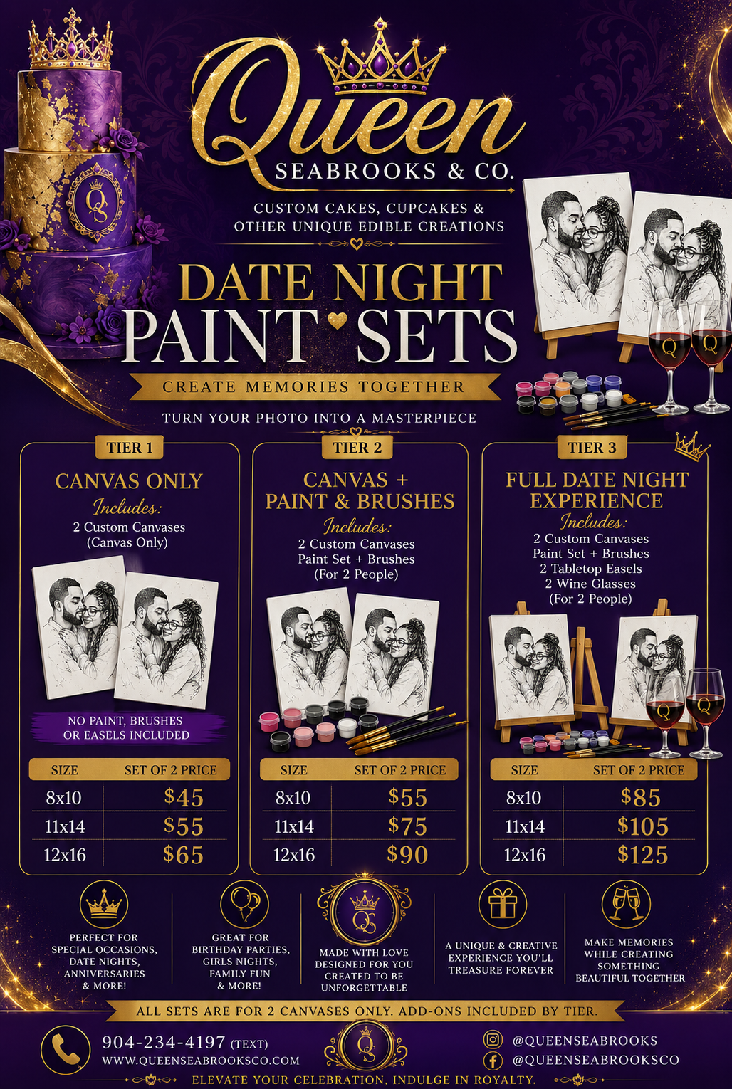 Custom Date Night Canvas Sets for Couples | Queen Seabrooks & Co.