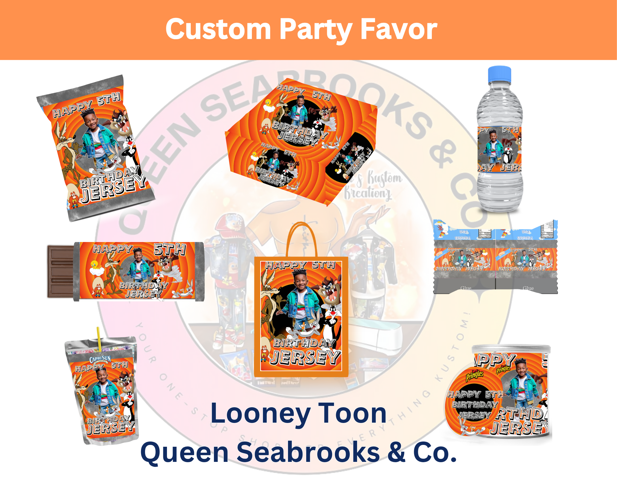 Classic Cartoon Mix Birthday Party Favor Templates | Editable Canva Bundle