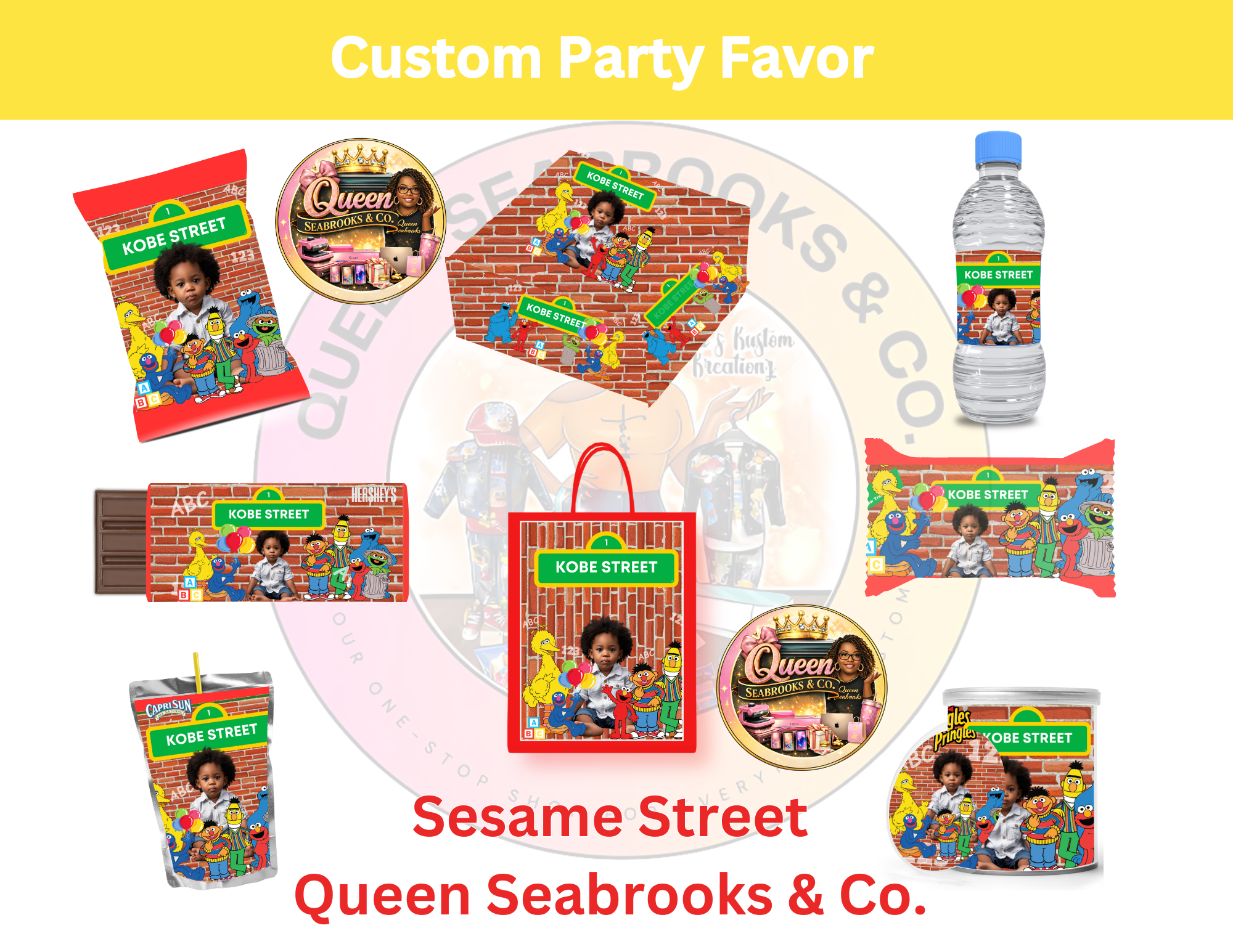 Colorful Street Friends Birthday Party Favor Template #1  Bundle Editable