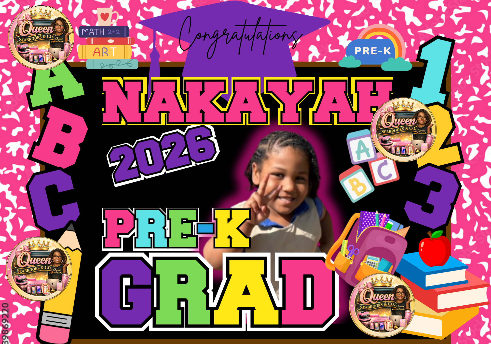 Kindergarten Graduation Treat Box Template (Girls) | Editable Canva Kinder Grad Favor Box (Girls)