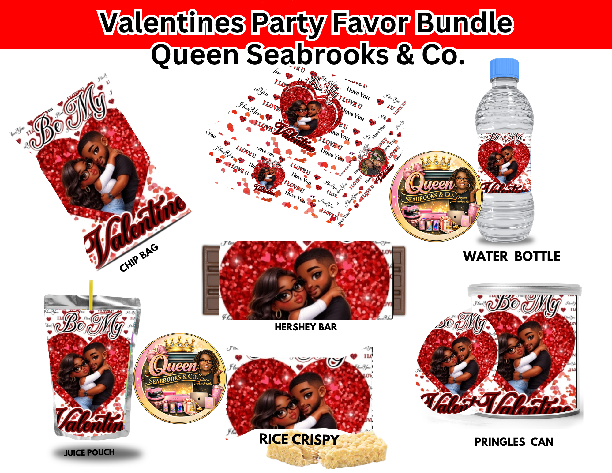 Valentine’s Day Party Favor Templates | Editable Canva Bundle